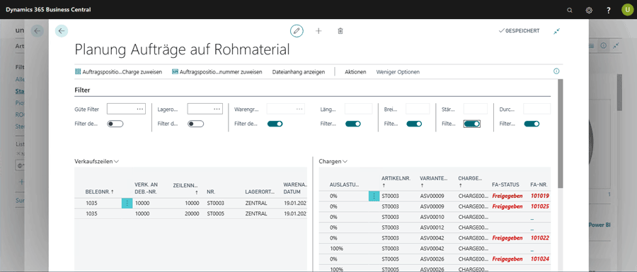 ERP Software Industrie unitop Coilverwaltung