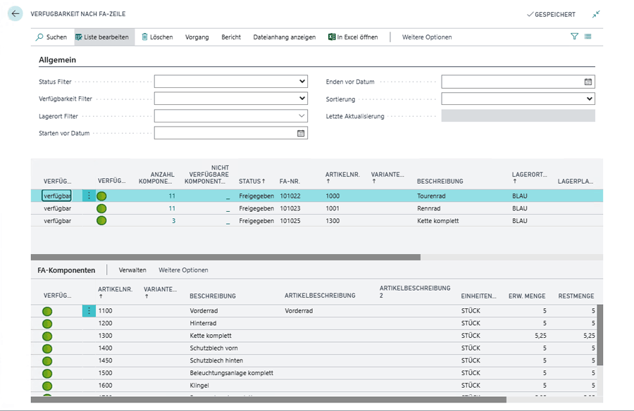 ERP Software unitop Industrie Komponentenverfügbarkeit